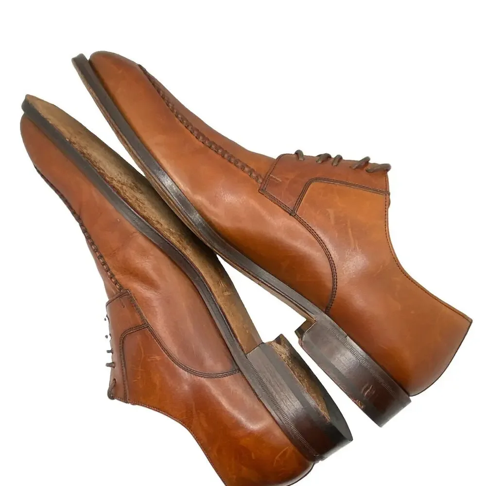 Magnanni 9803 Men’s 11.5 Cognac Brown Leather Lace Up Dress Shoes Made Spain